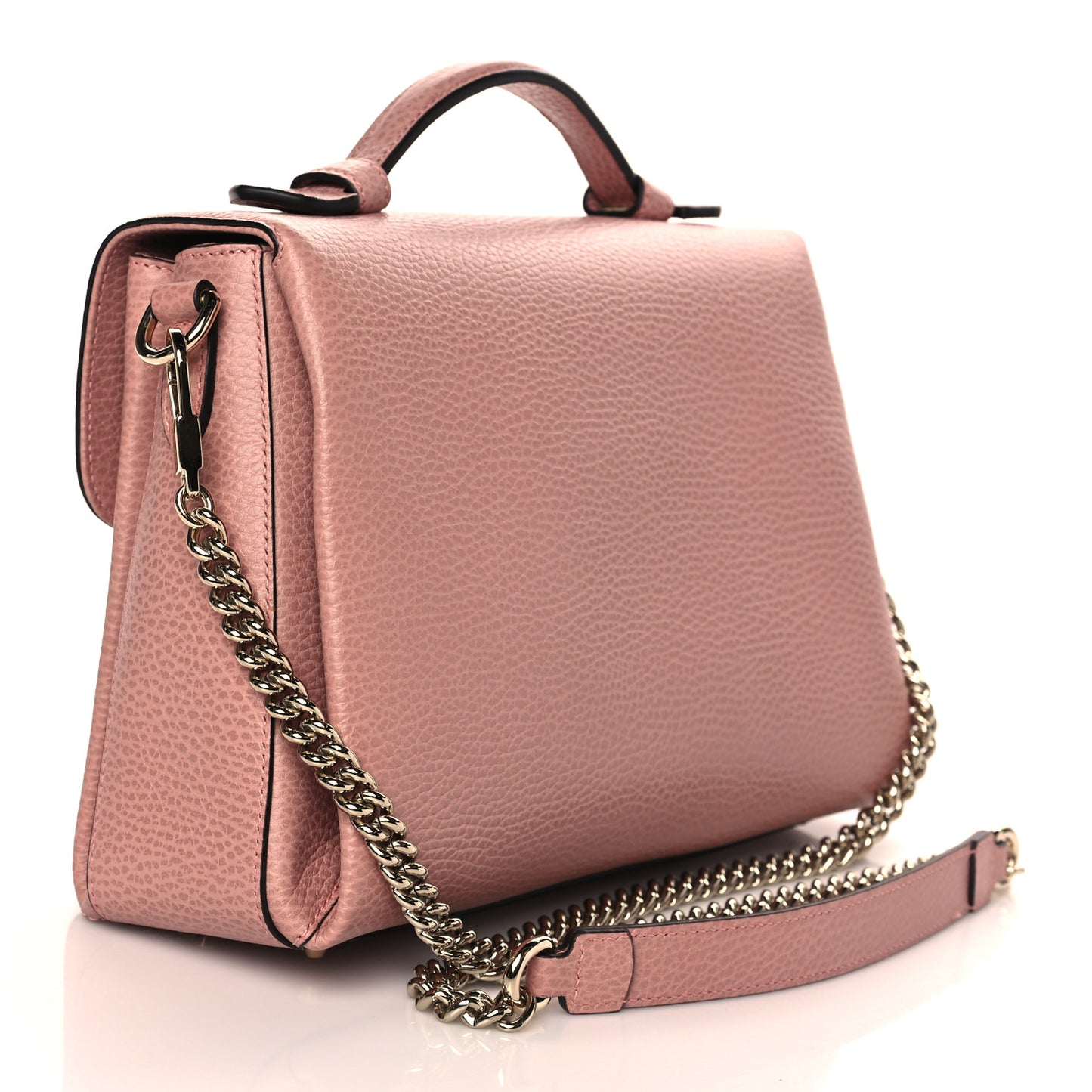 Dollar Calfskin Interlocking G Top Handle Shoulder Bag Soft Pink