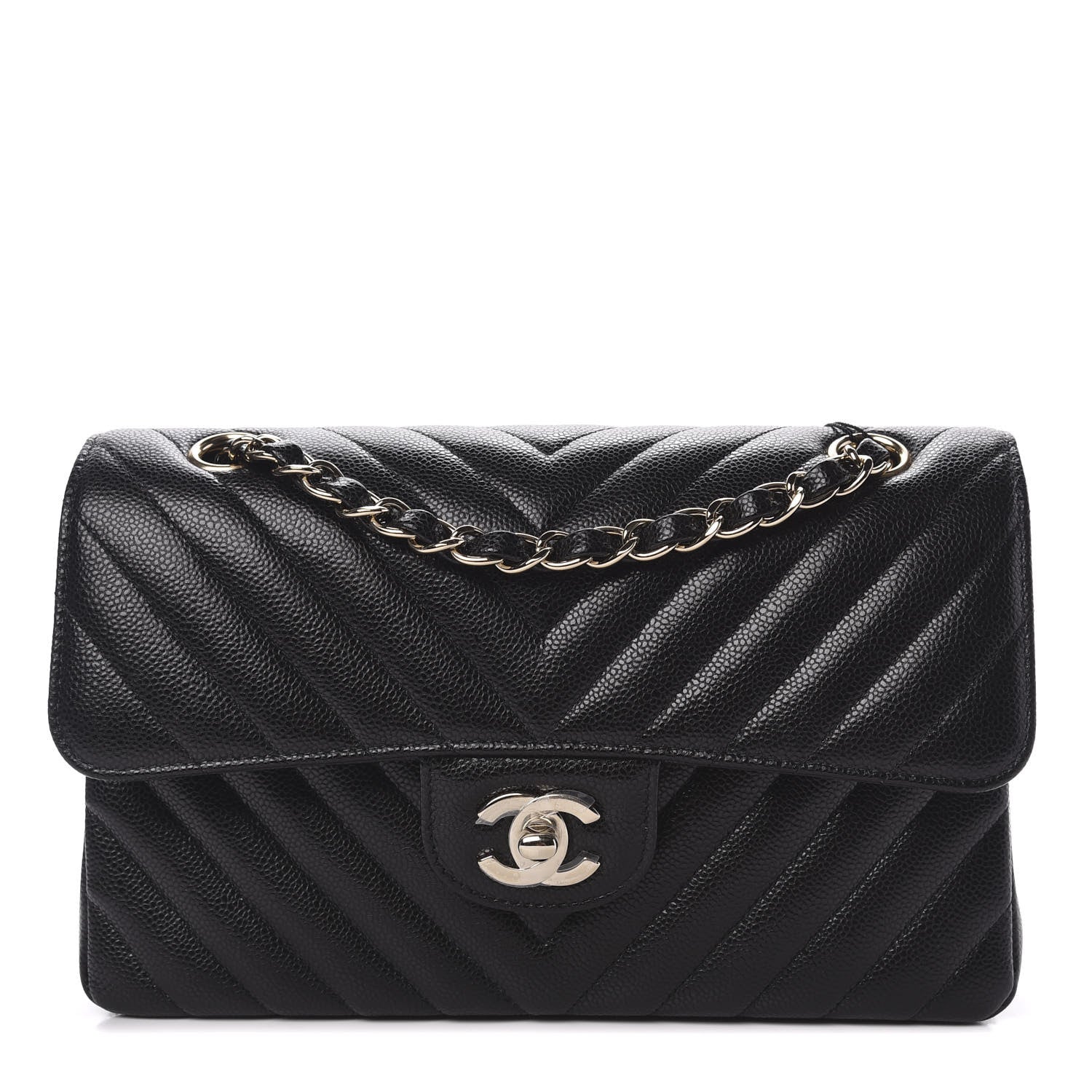 Chanel Caviar Chevron Quilted Small Double Flap Black 1 of 11