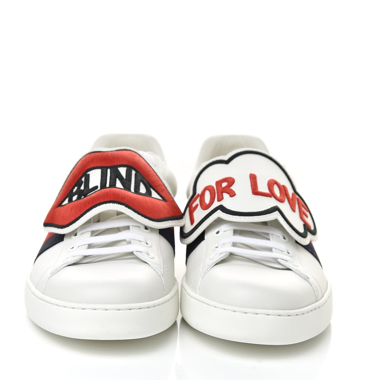 Calfskin Ayers Web Blind for Love Embroidered Mens Ace Sneakers 10.5 White