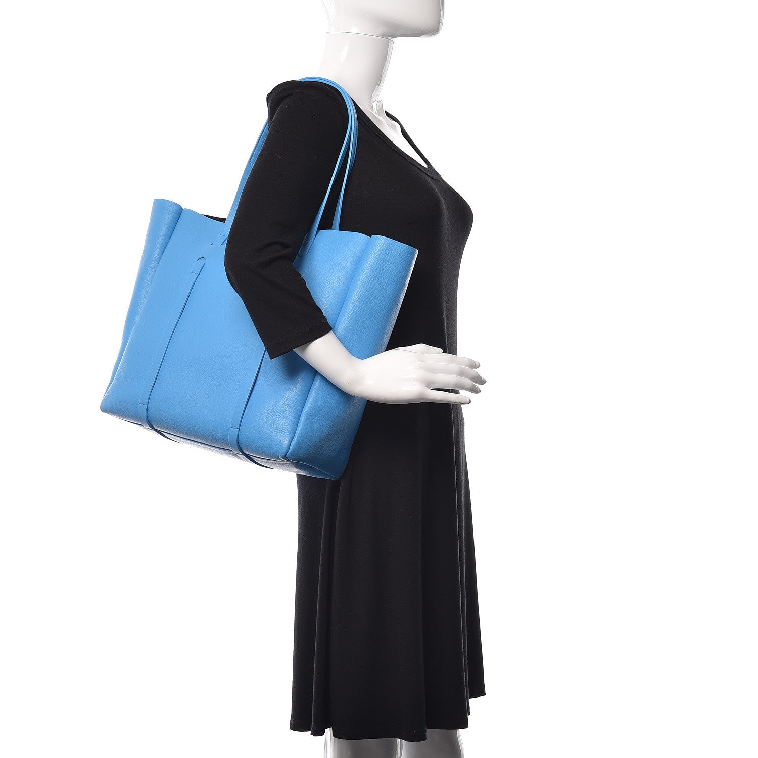 Balenciaga Veau Baltimore Double Sided Small Everyday Tote Bleu Turquoise Black 2 of 11