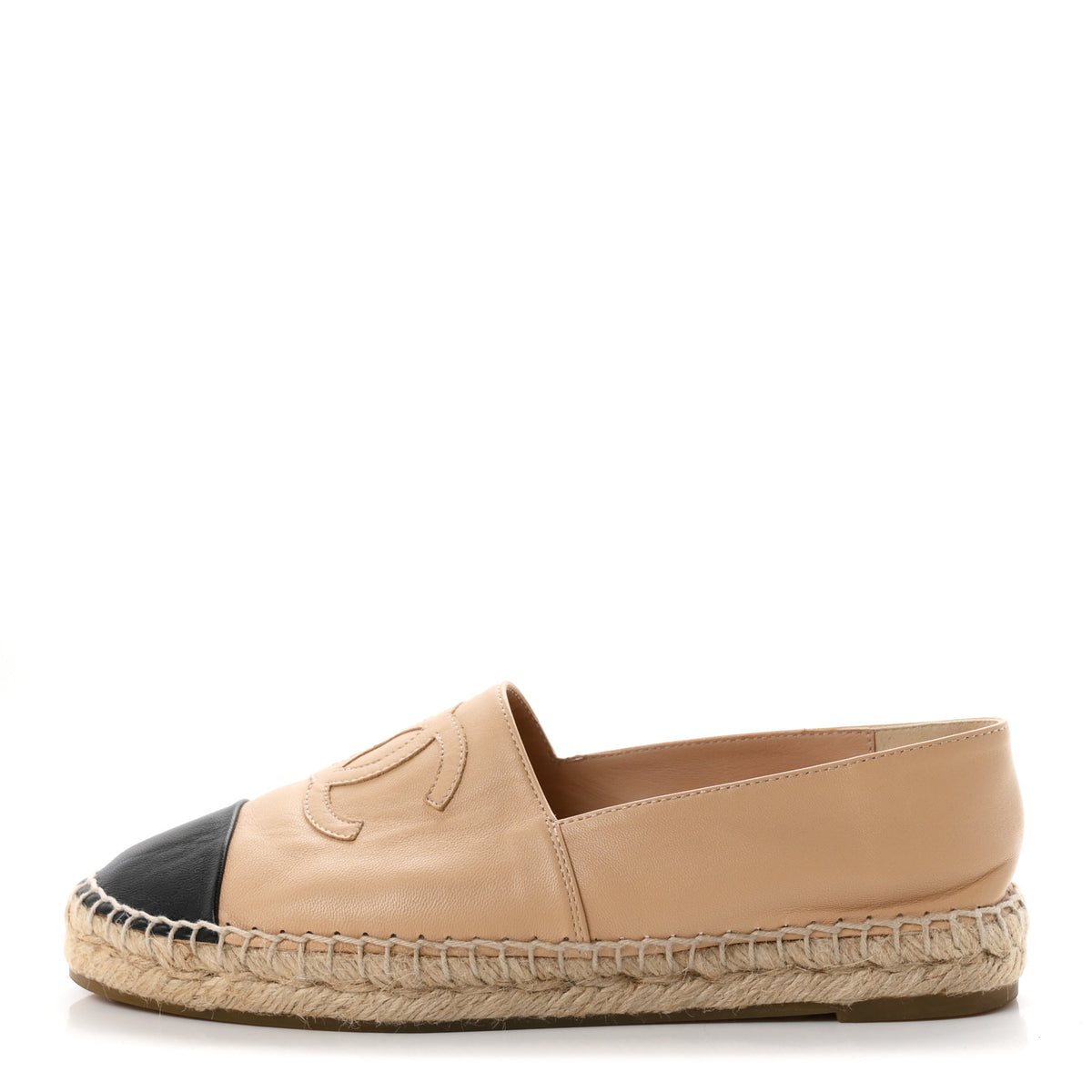 Chanel Lambskin CC Espadrilles 40 Beige Black 1 of 9