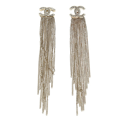 Chanel Crystal Chain CC Dangle Earphone Charms Gold 1 of 4