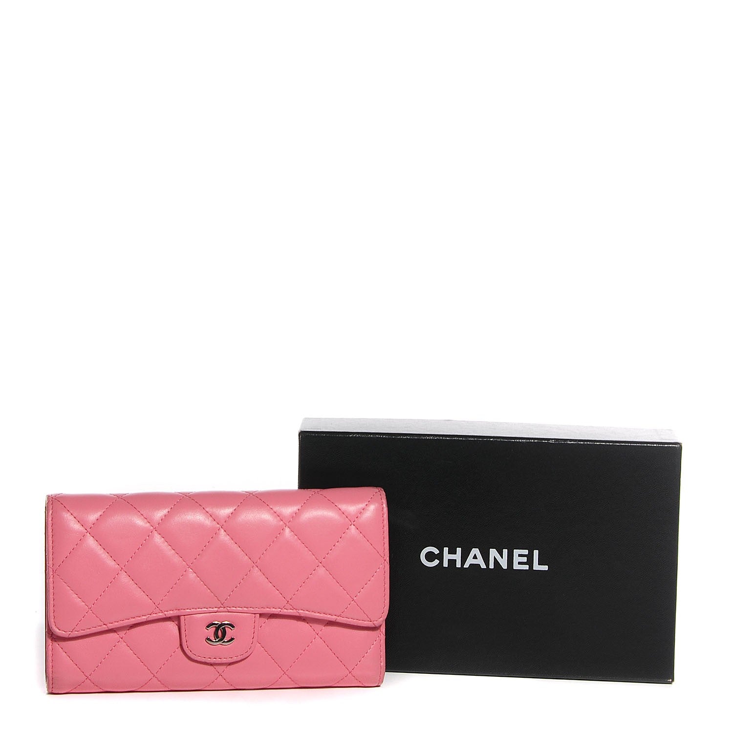 Chanel Lambskin Quilted Large Flap Wallet Pink 9 of 9