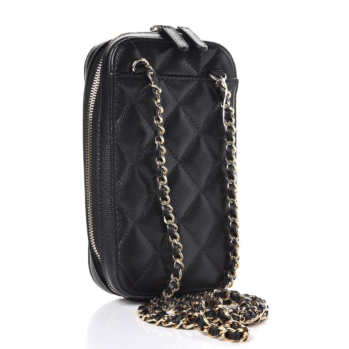 Caviar Quilted Classic Clutch With Chain Black