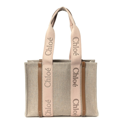 Chloe Linen Calfskin Medium Woody Ribbon Tote Blushy Beige 1 of 10