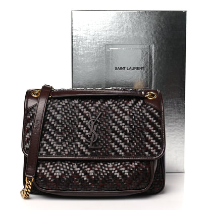 Saint Laurent Calfskin Woven Monogram Medium Niki Chain Satchel Burnt Brown 11 of 11