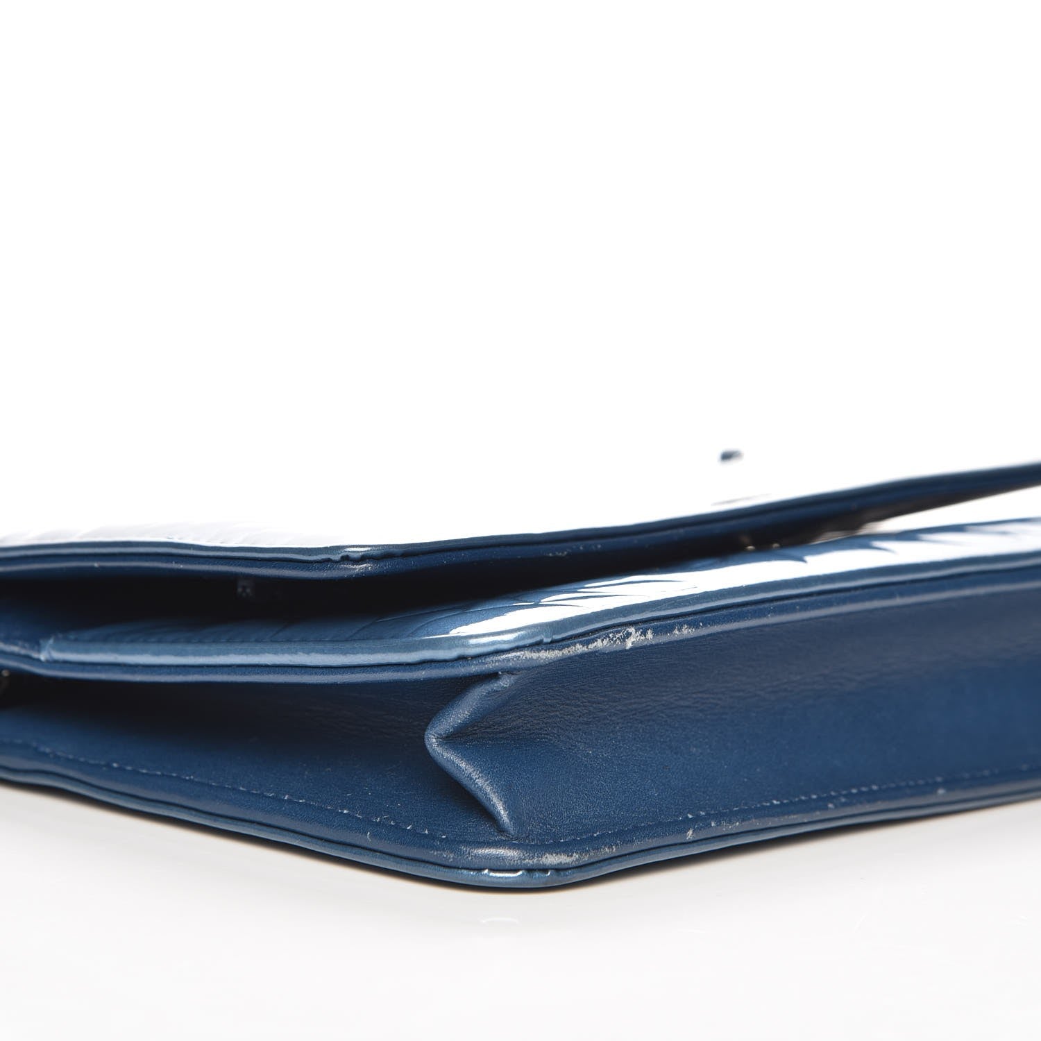 Chanel Patent Camellia Wallet on Chain WOC Blue 11 of 13