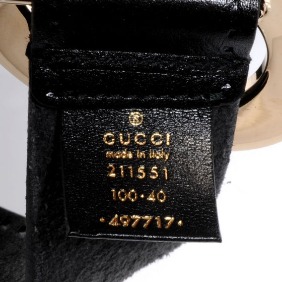 Gucci Leather Heart Shaped Buckle w/ Engraved Script Logo Belt 100/40 Black 5 of 5