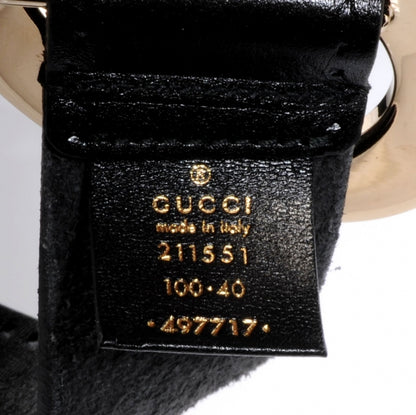 Gucci Leather Heart Shaped Buckle w/ Engraved Script Logo Belt 100/40 Black 5 of 5