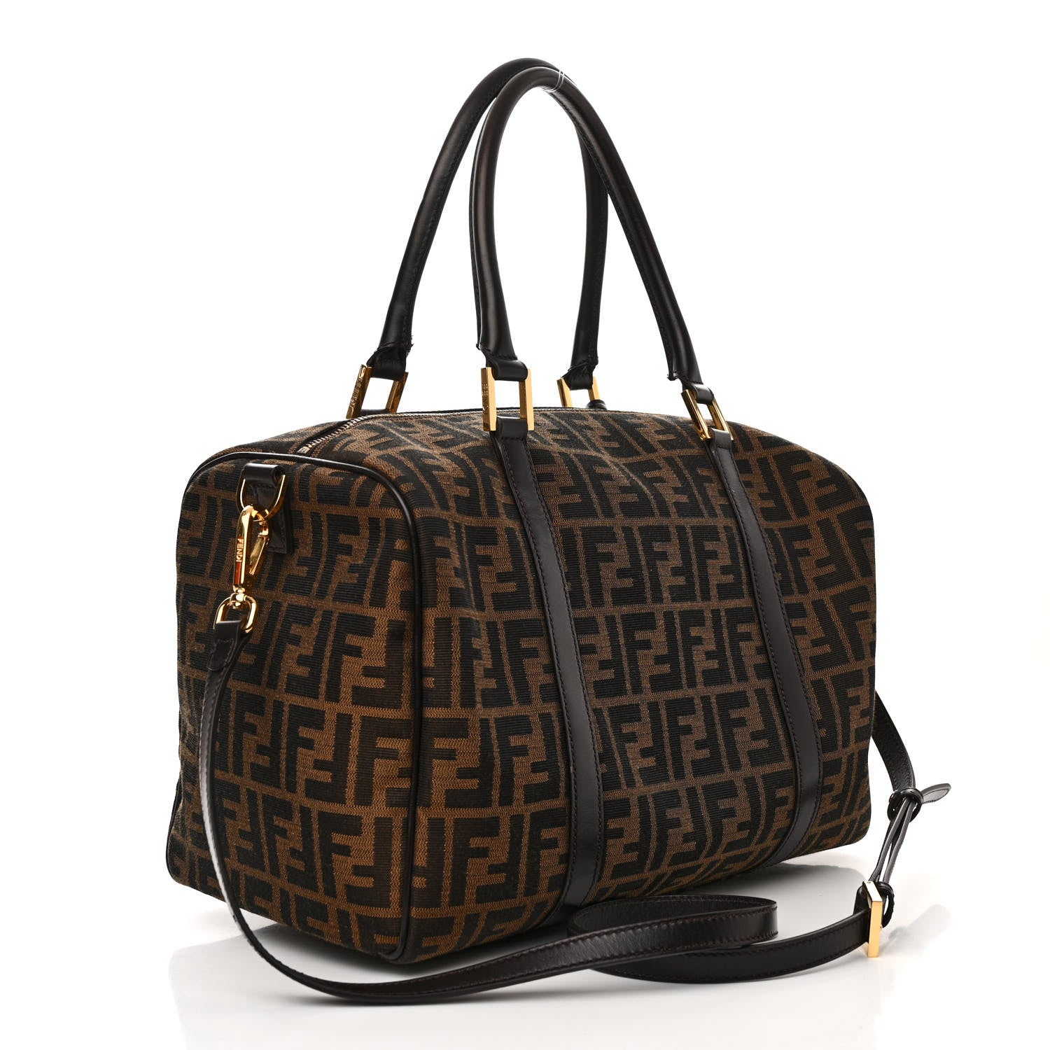 Fendi Zucca Medium Convertible Boston Satchel Tobacco Brown 3 of 11