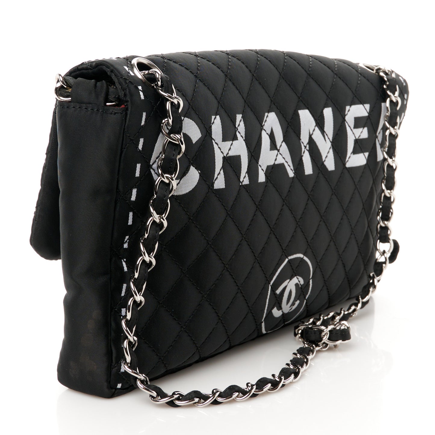 Nylon Quilted Logo Flap Black