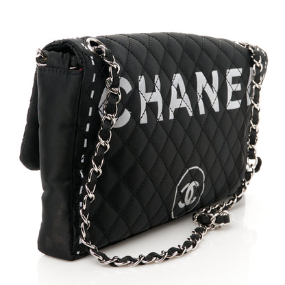 Chanel Nylon Quilted Logo Flap Black 3 of 11