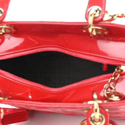 Christian Dior Patent Cannage Medium Lady Dior Red 5 of 11