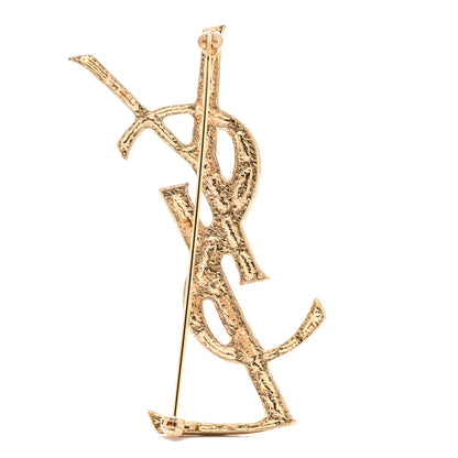 Saint Laurent Monogram Crocodile Opyum Brooch Gold 3 of 5
