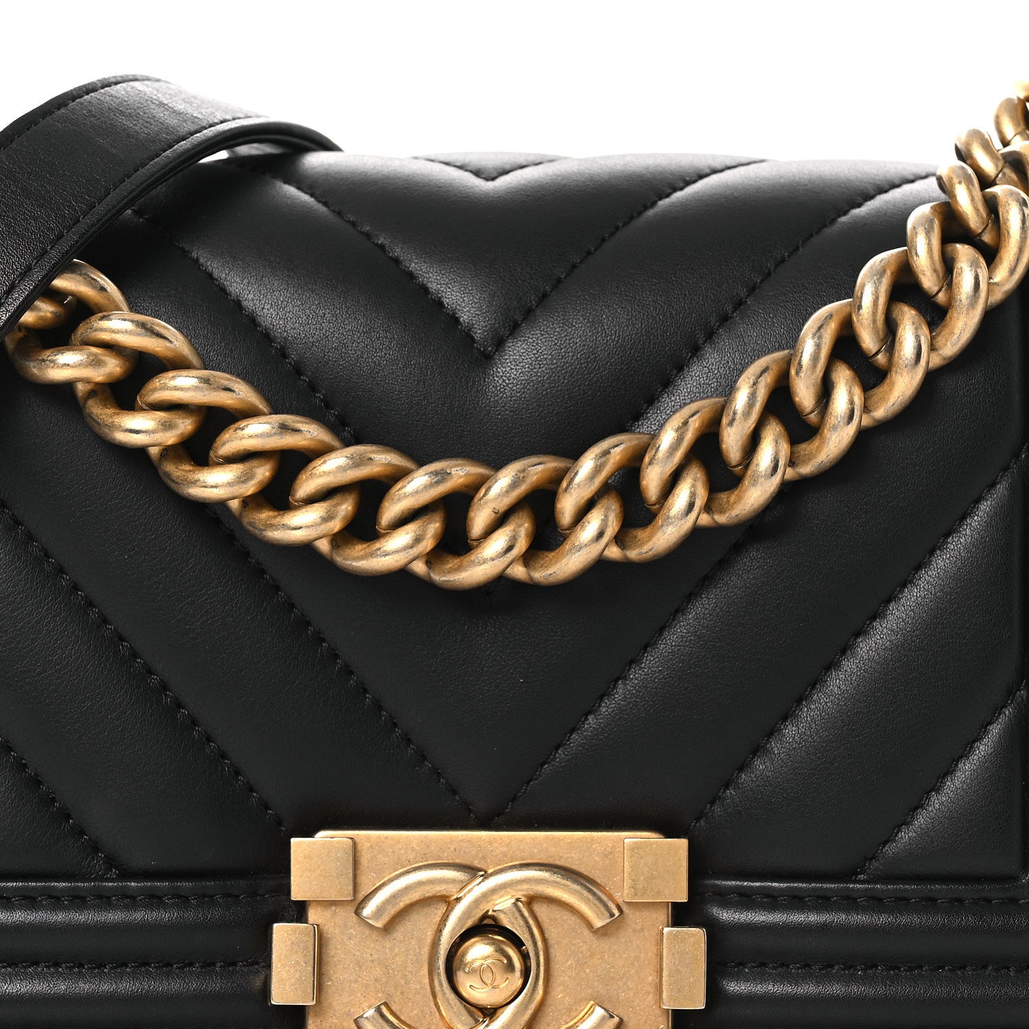 Chanel Calfskin Chevron Quilted Medium Boy Flap Black 7 of 9