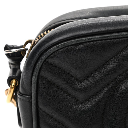 Gucci Calfskin Matelasse Mini GG Marmont Chain Shoulder Bag Black 17 of 19