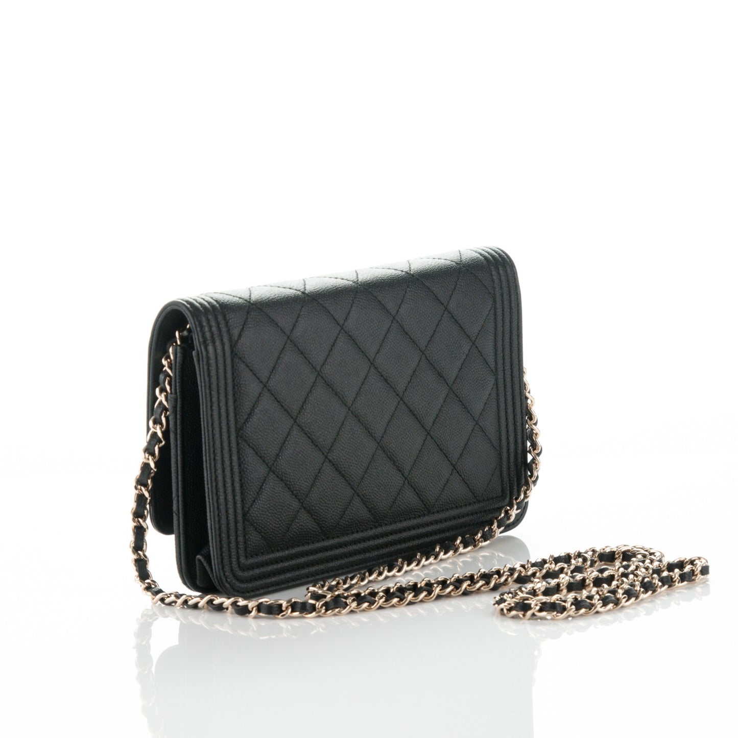 Caviar Quilted Boy Wallet On Chain WOC Black