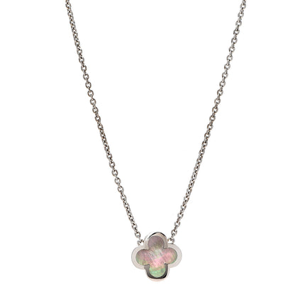 Van Cleef & Arpels 18K White Gold Gray Mother of Pearl Pure Alhambra Pendant Necklace 1 of 6