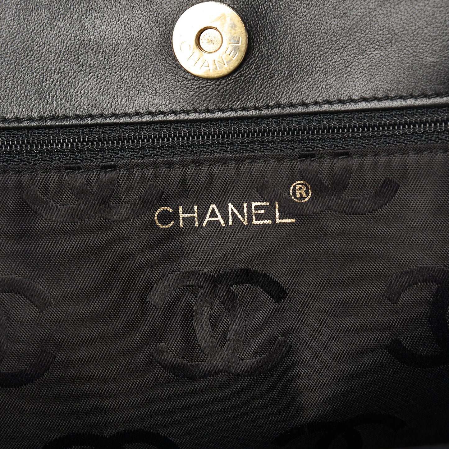 Lambskin Double Stitch Quilted Tote Black