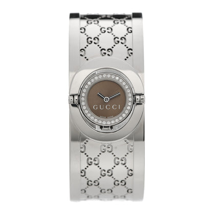 Gucci Stainless Steel Diamond Bezel 23mm Twirl Quartz Watch Brown 1 of 5