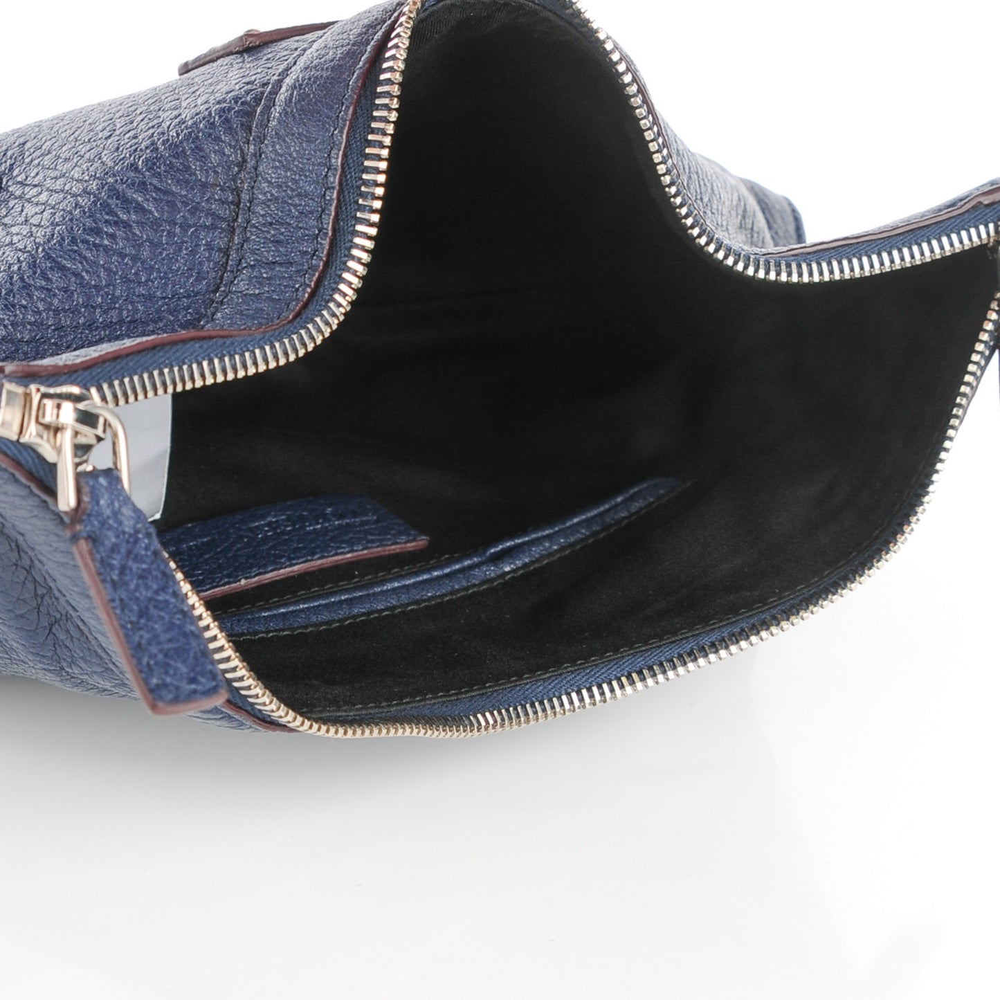 Pebbled Leather Small De Manta Clutch Navy