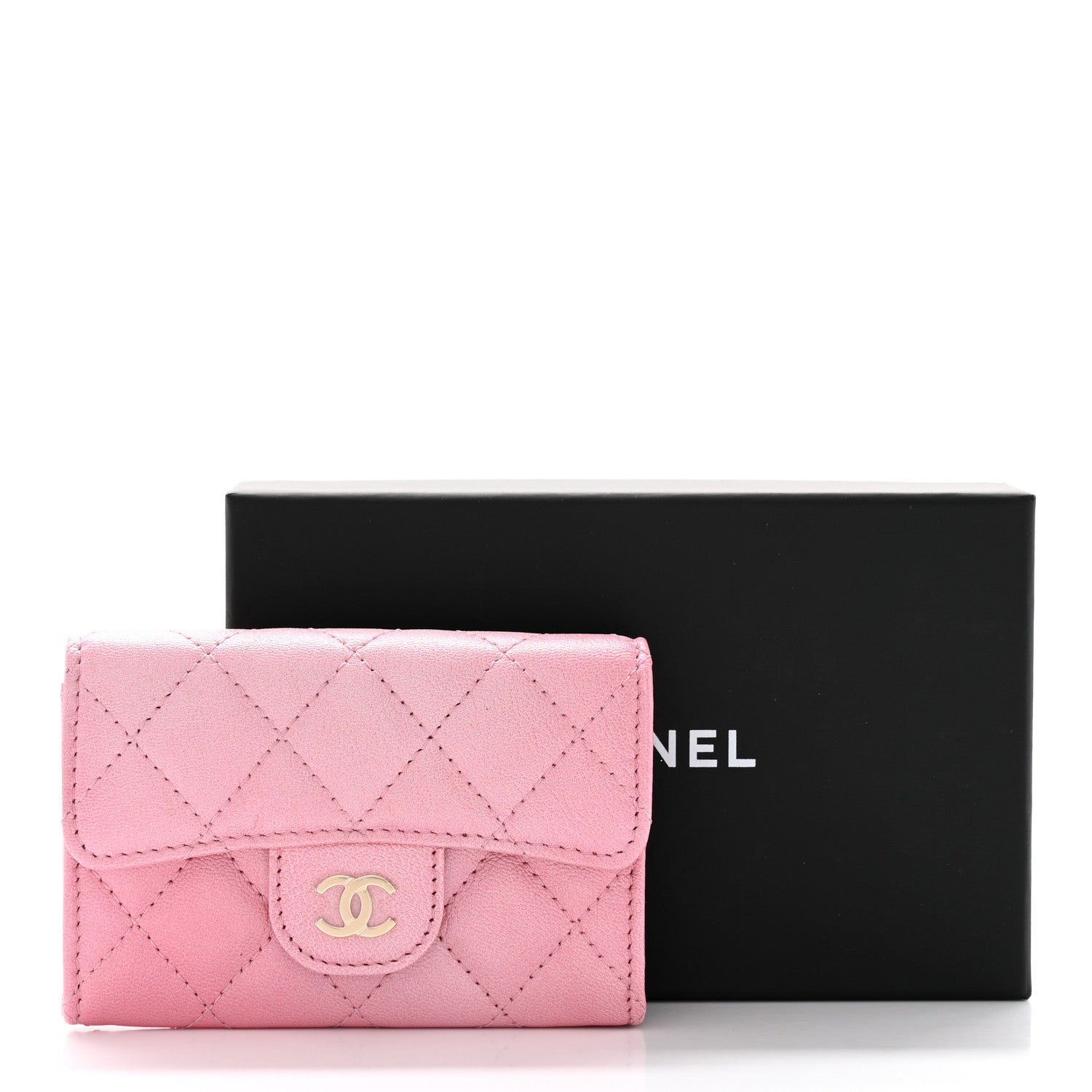 Chanel Cloudy Pearly Goatskin Quilted Flap Card Holder Wallet Pink 10 of 10