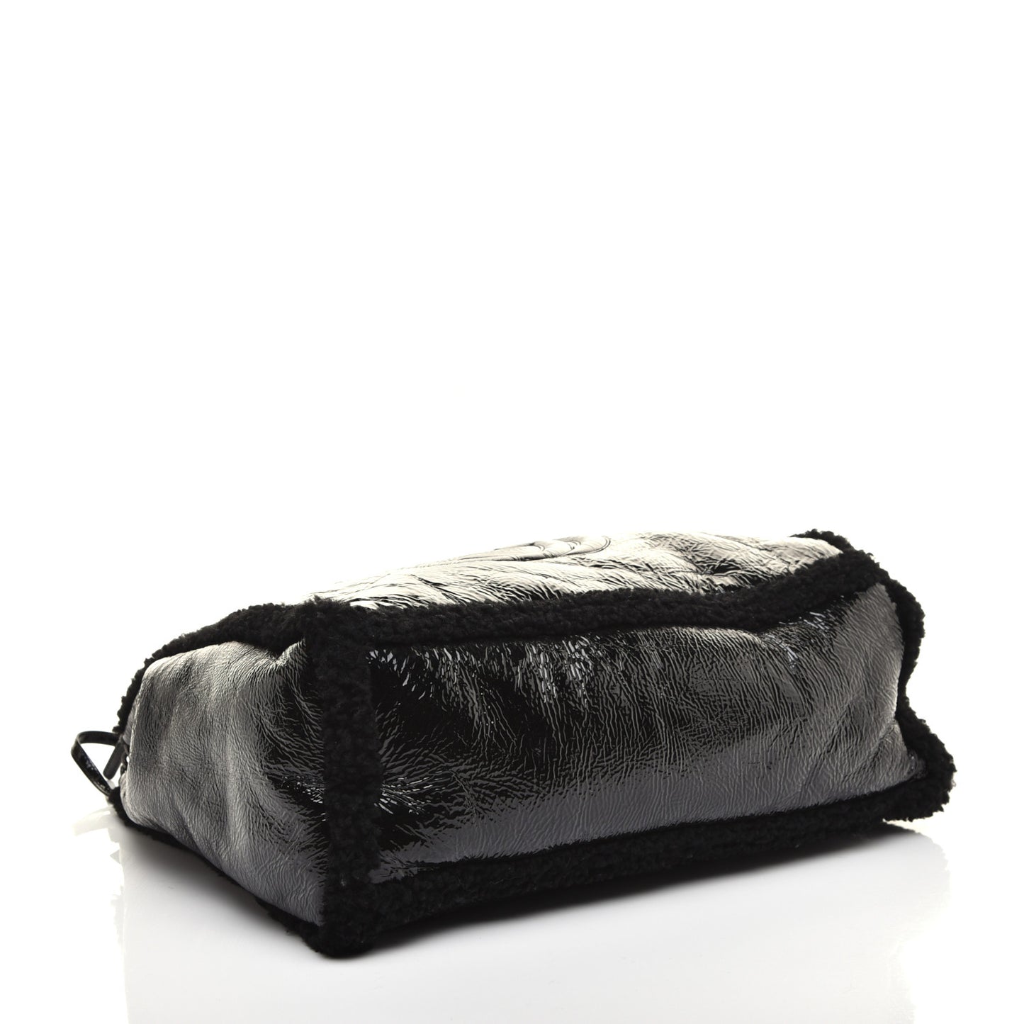 Patent Shearling Medium Soho Chain Shoulder Bag Black