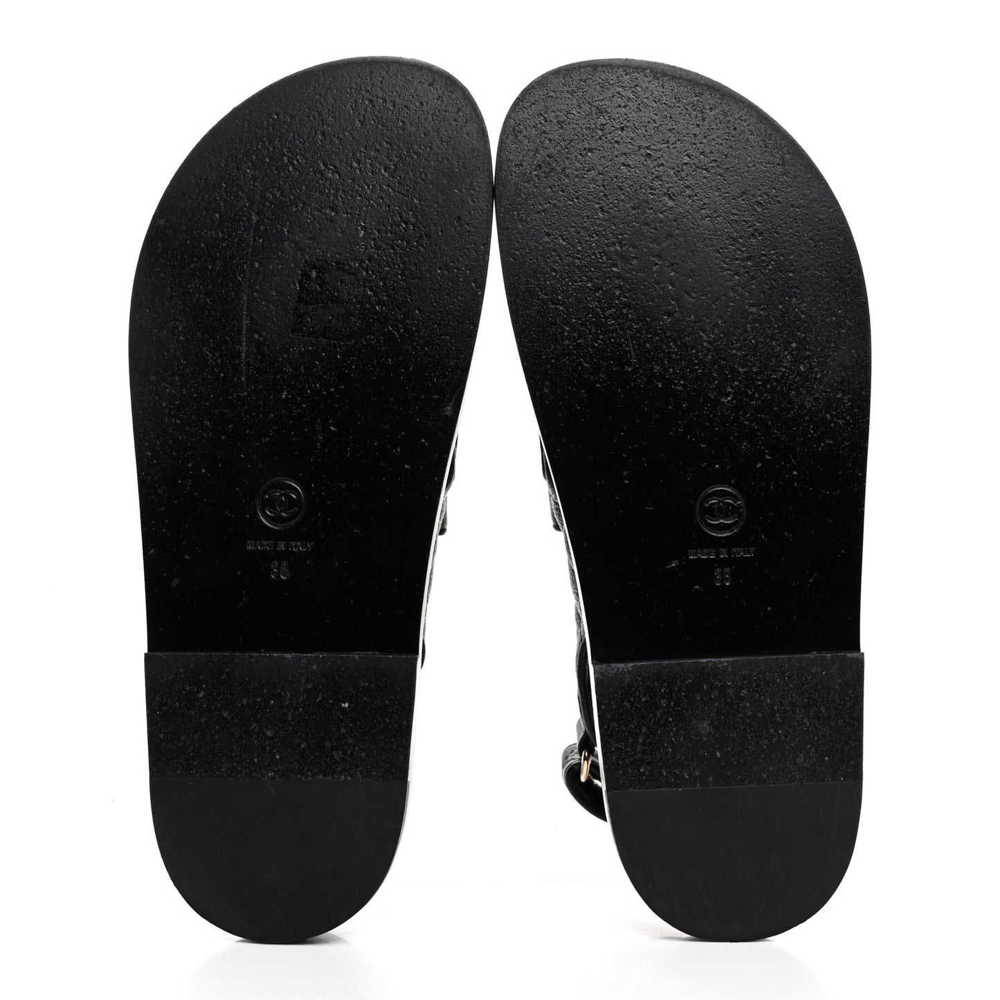 Grained Calfskin Velcro Dad Sandals 38 Black