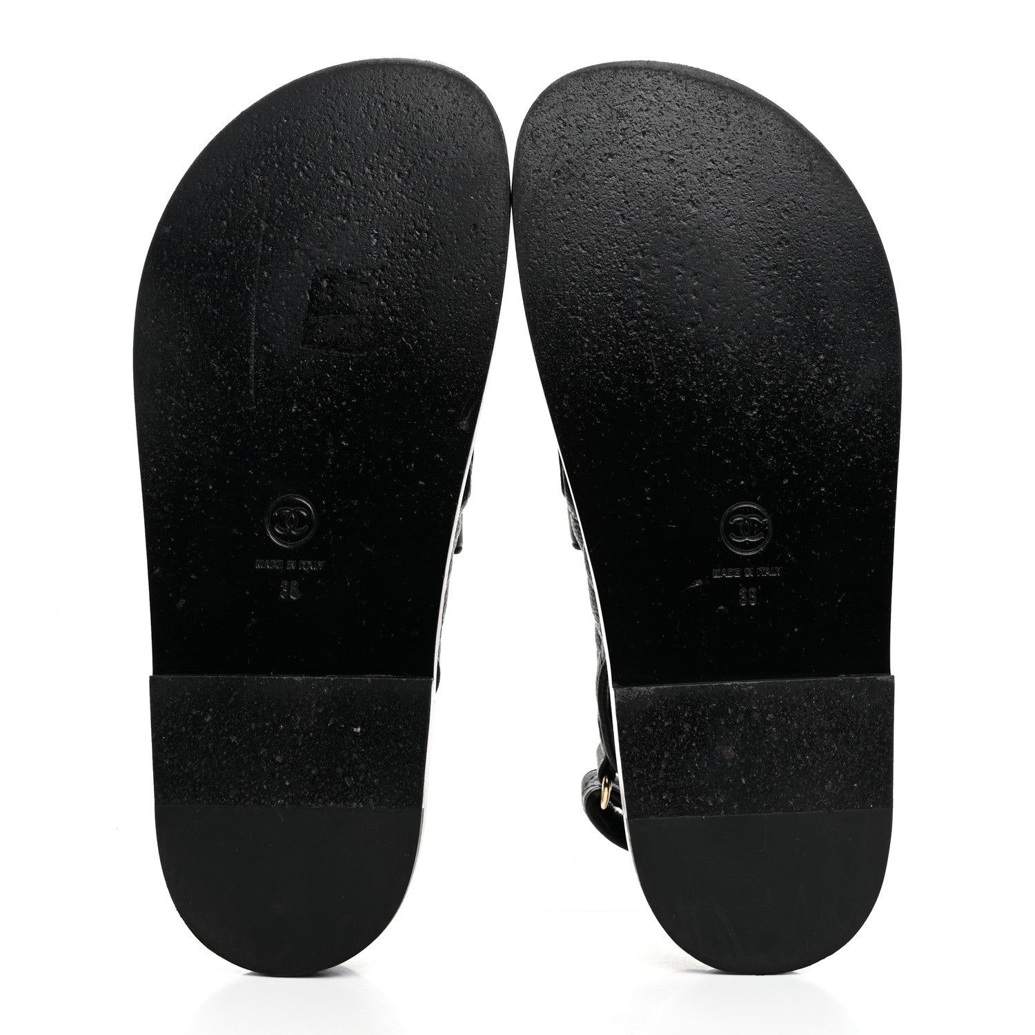 Chanel Grained Calfskin Velcro Dad Sandals 38 Black 5 of 9