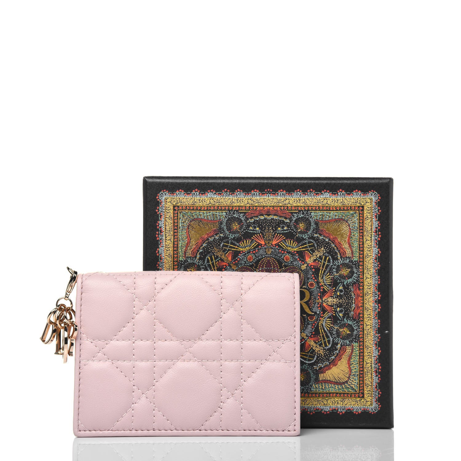 Christian Dior Lambskin Cannage Small Lady Dior Flap Card Holder