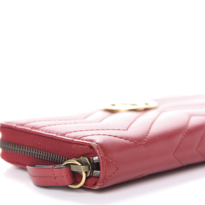 Gucci Calfskin Matelasse GG Marmont Zip Around Wallet Hibiscus Red 5 of 12