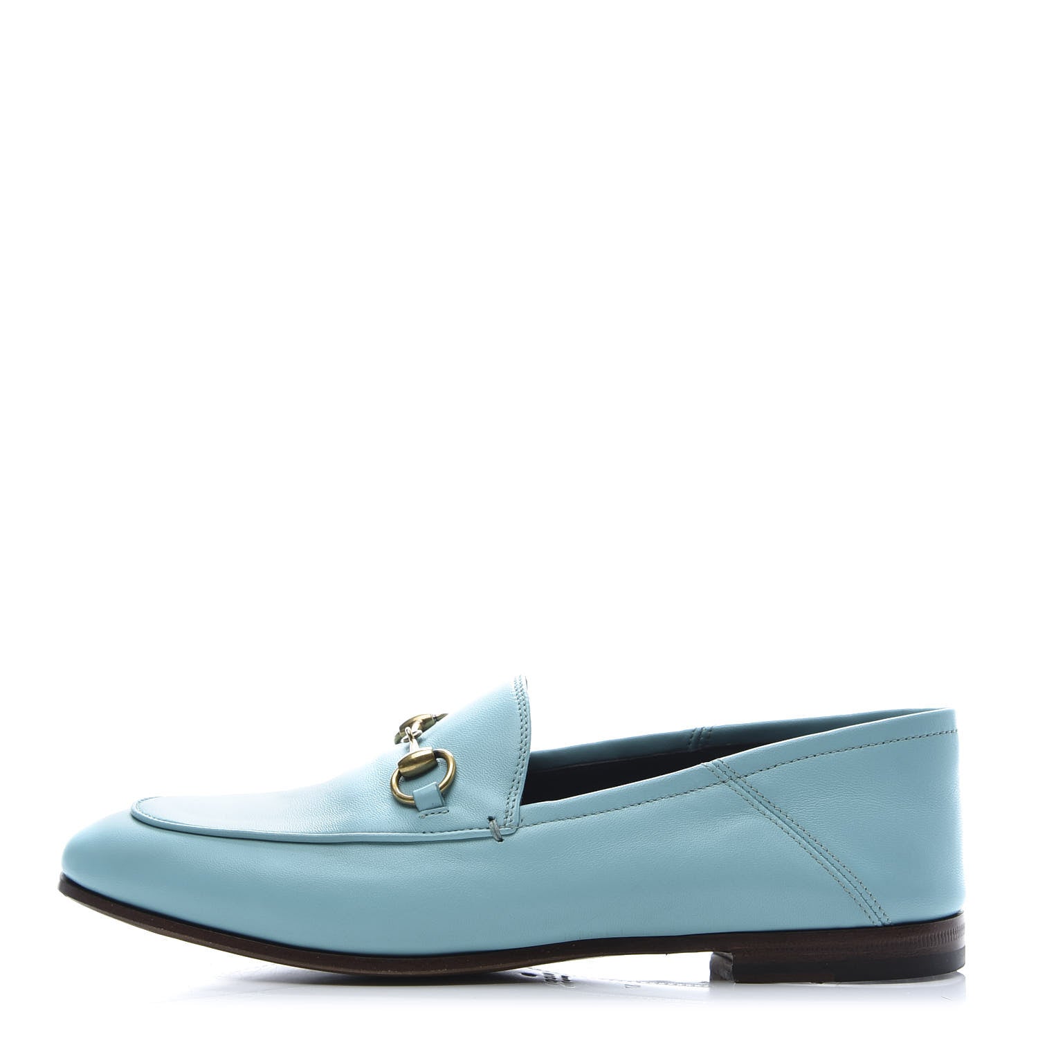 Gucci Lambskin Womens Brixton Horsebit Loafers 37 New Acquamarine 1 of 9