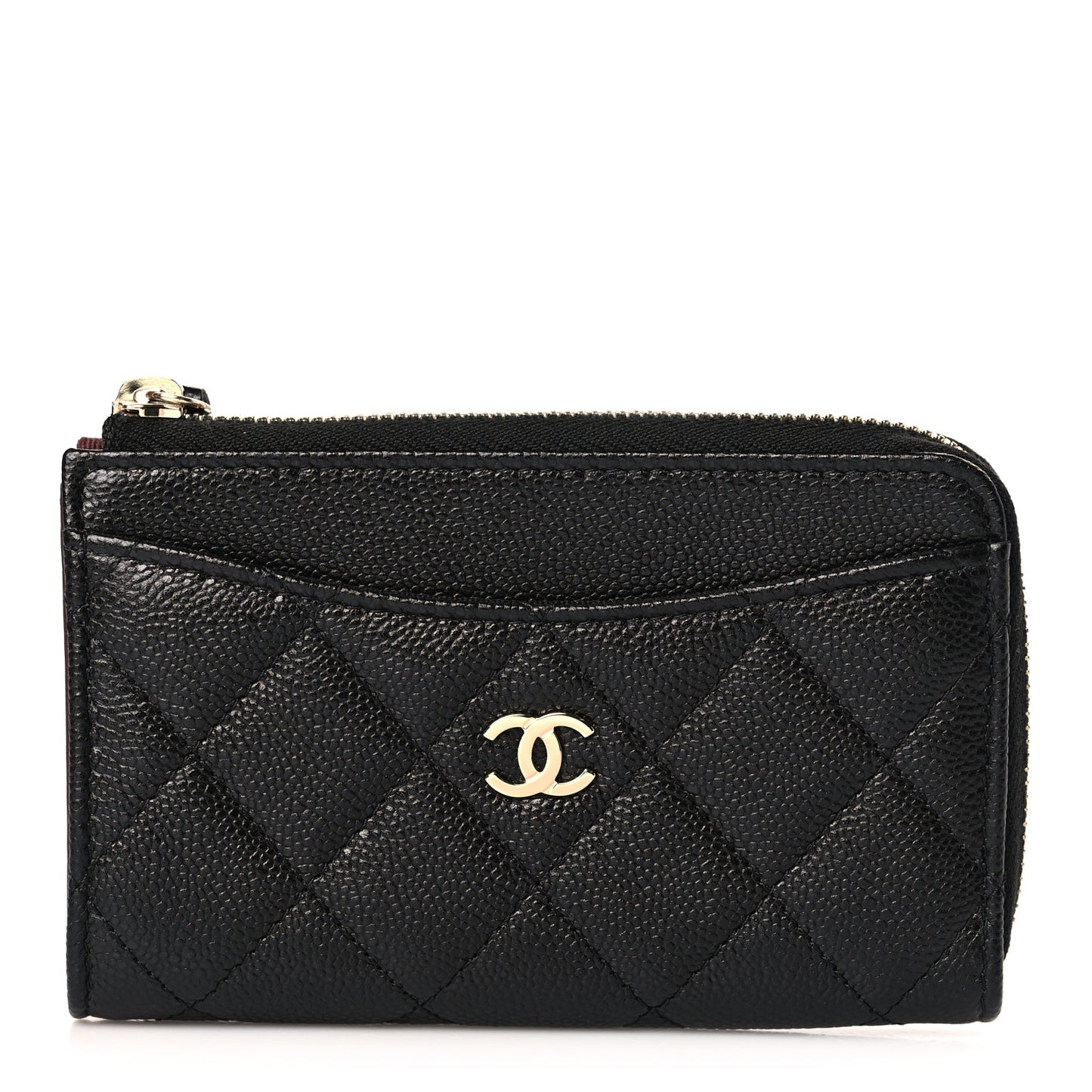 Caviar Quilted CC Zip Around Card Holder Black