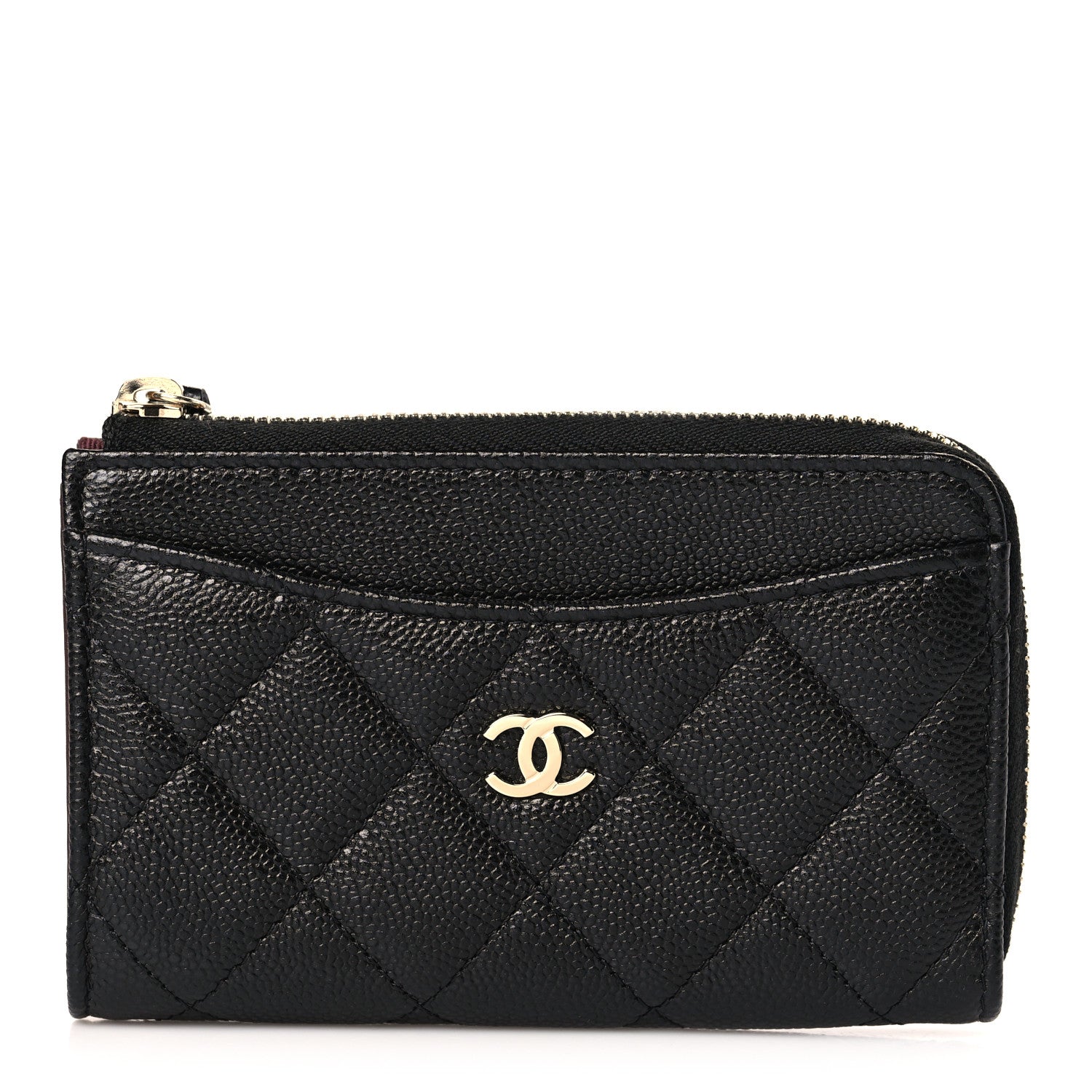 Chanel Caviar Quilted CC Zip Around Card Holder Black 1 of 8