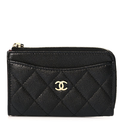 Chanel Caviar Quilted CC Zip Around Card Holder Black 1 of 8