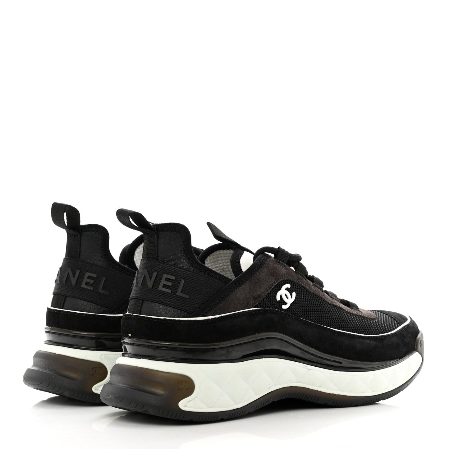 Velvet Calfskin Mixed Fibers CC Sneakers 41 Black