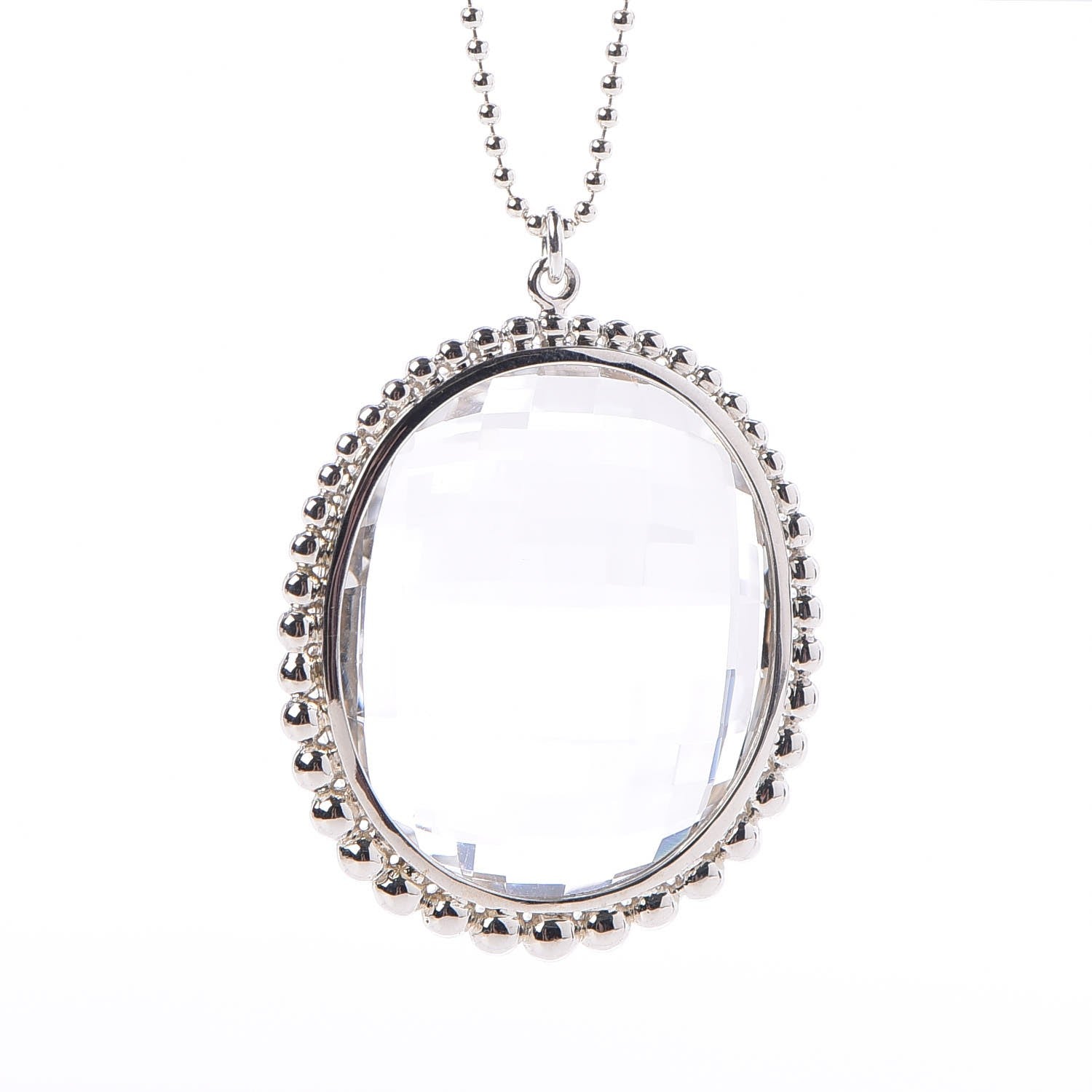 Tiffany Sterling Silver Crystal Ziegfeld Oval Pendant Necklace 4 of 9