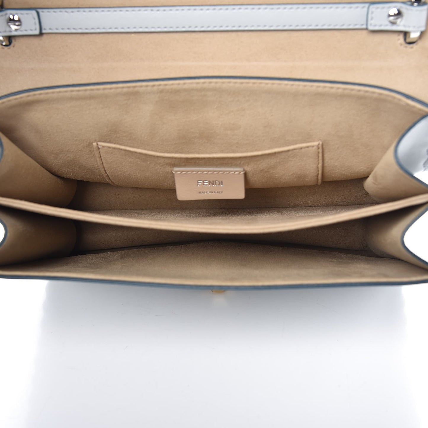 Vitello Liberty Scalloped Studded Kan I Shoulder Bag Grigio Perla
