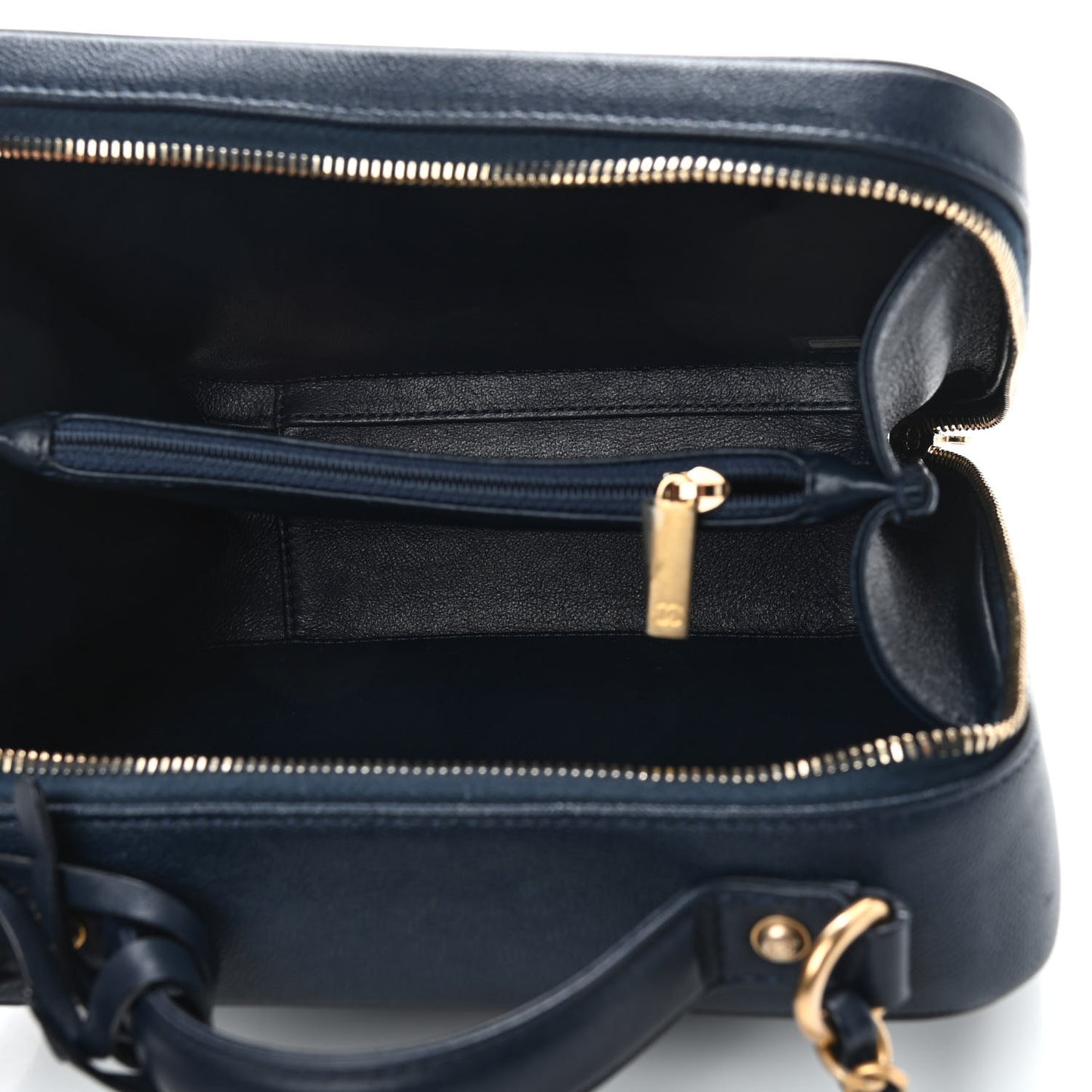 Caviar Quilted Medium CC Filigree Vanity Case Navy