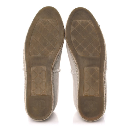 Chanel Canvas Grosgrain CC Espadrilles 38 Beige Black 5 of 8