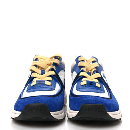 Chanel Nylon Lambskin Suede CC Womens Sneakers 35 Blue White Black 2 of 7