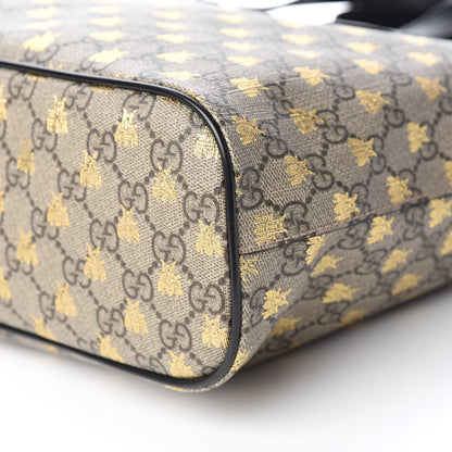 Gucci Soft GG Supreme Monogram Bees Small Crossbody Tote Beige Oro Black 9 of 10