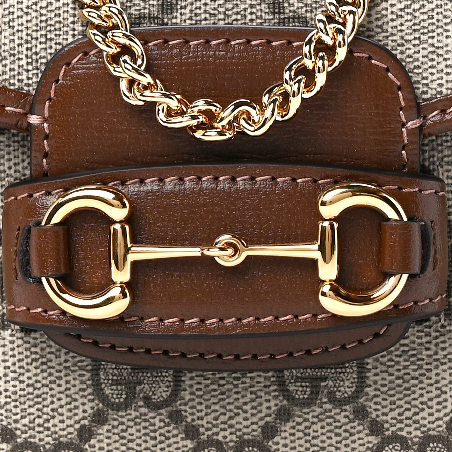 Gucci GG Supreme Monogram Azalea Calfskin Web Horsebit 1955 Wallet On Strap Beige Ebony Brown Sugar 8 of 12