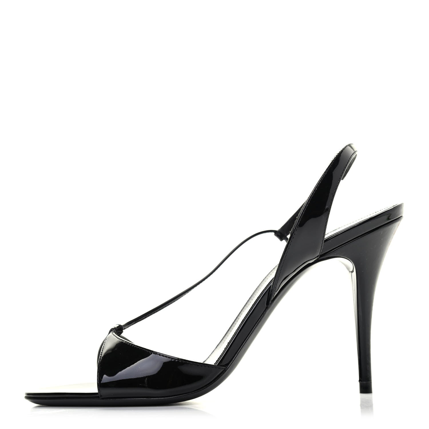 Saint Laurent Patent Calfskin Anouk 110 Sandals 37 Black 1 of 4