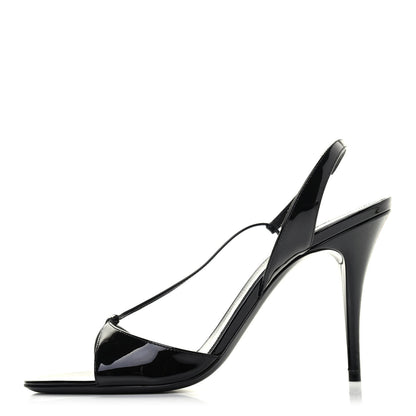 Saint Laurent Patent Calfskin Anouk 110 Sandals 37 Black 1 of 4