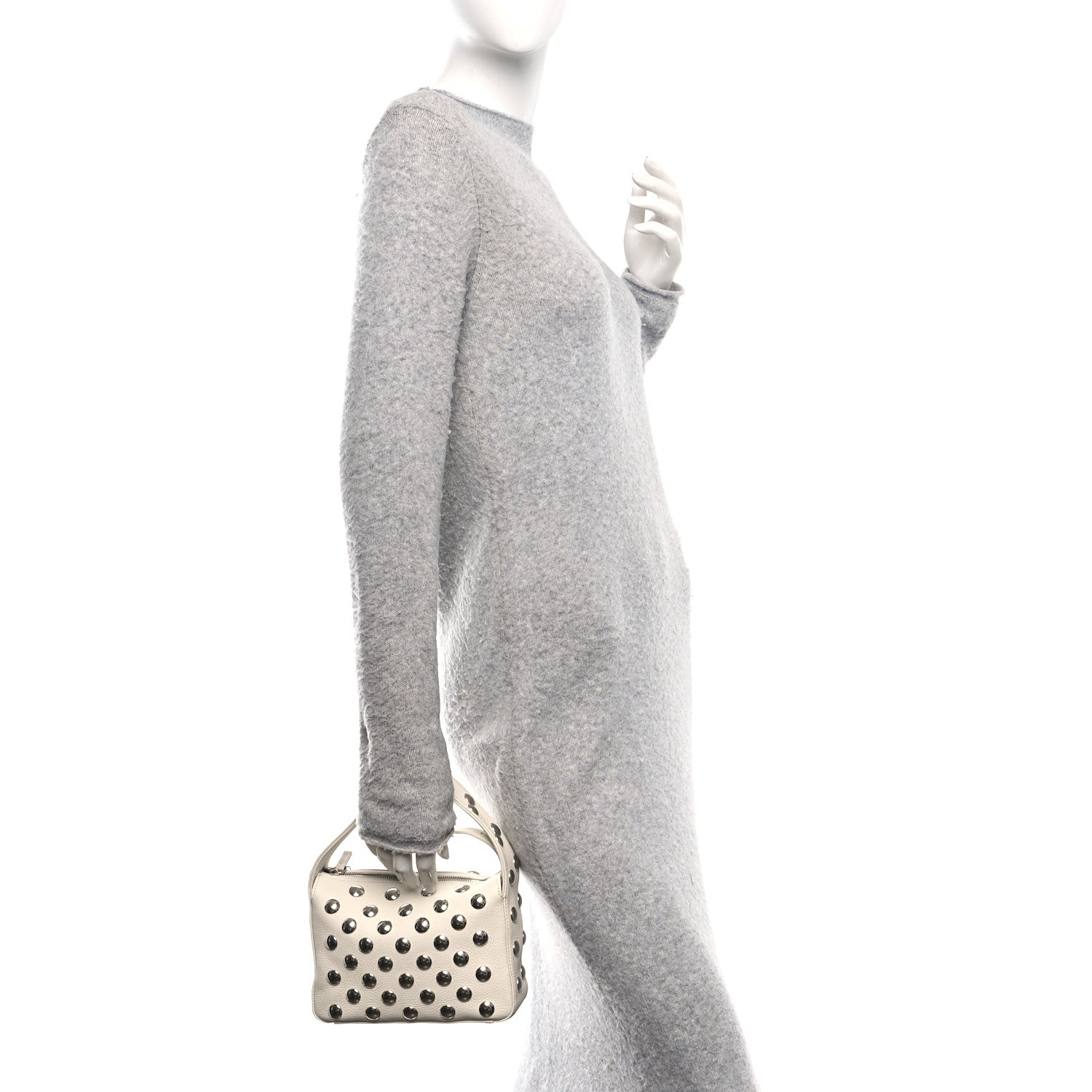 Khaite Pebbled Sport Calfskin Studded Small Elena White 2 of 9