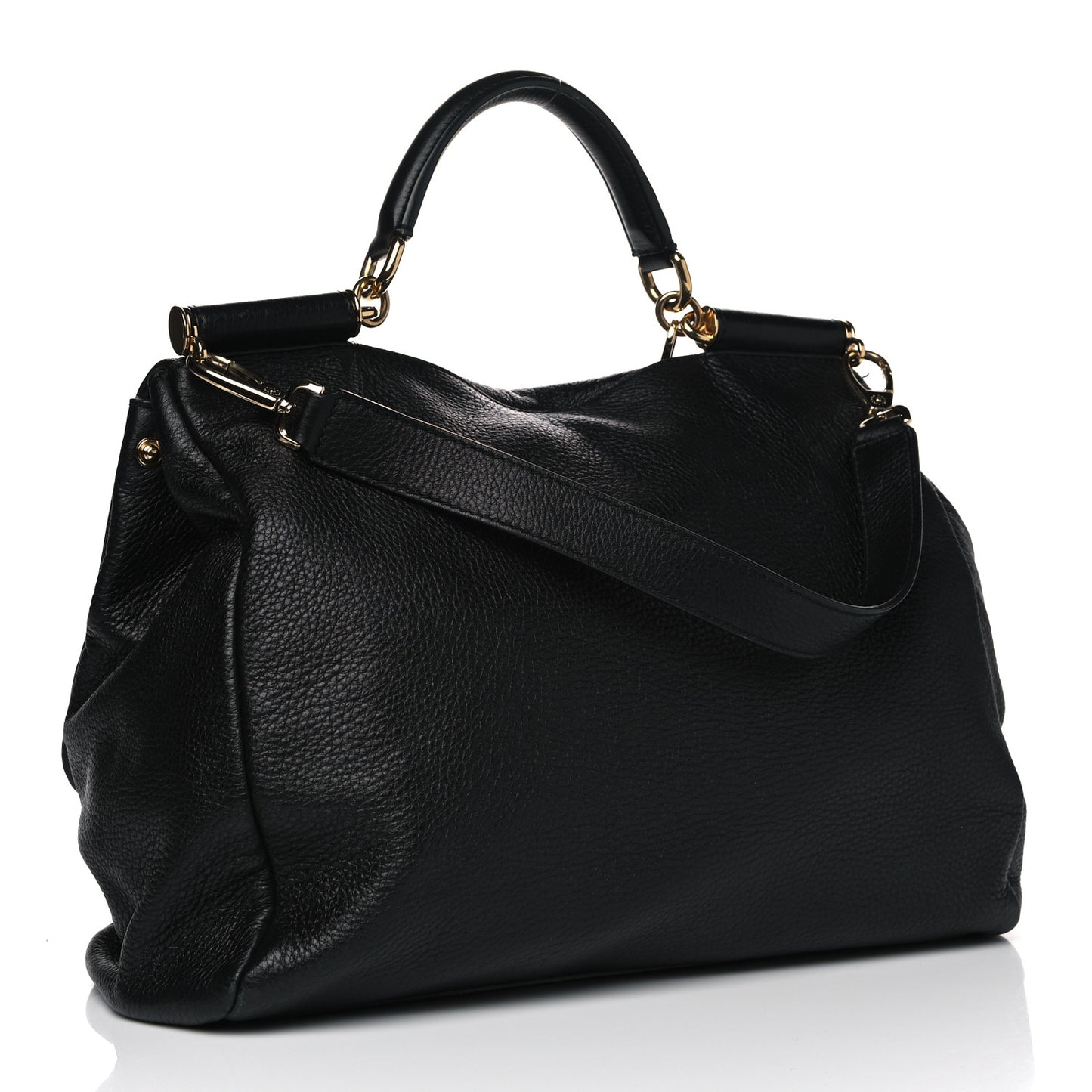 Grained Deerskin Large Miss Sicily Satchel Black