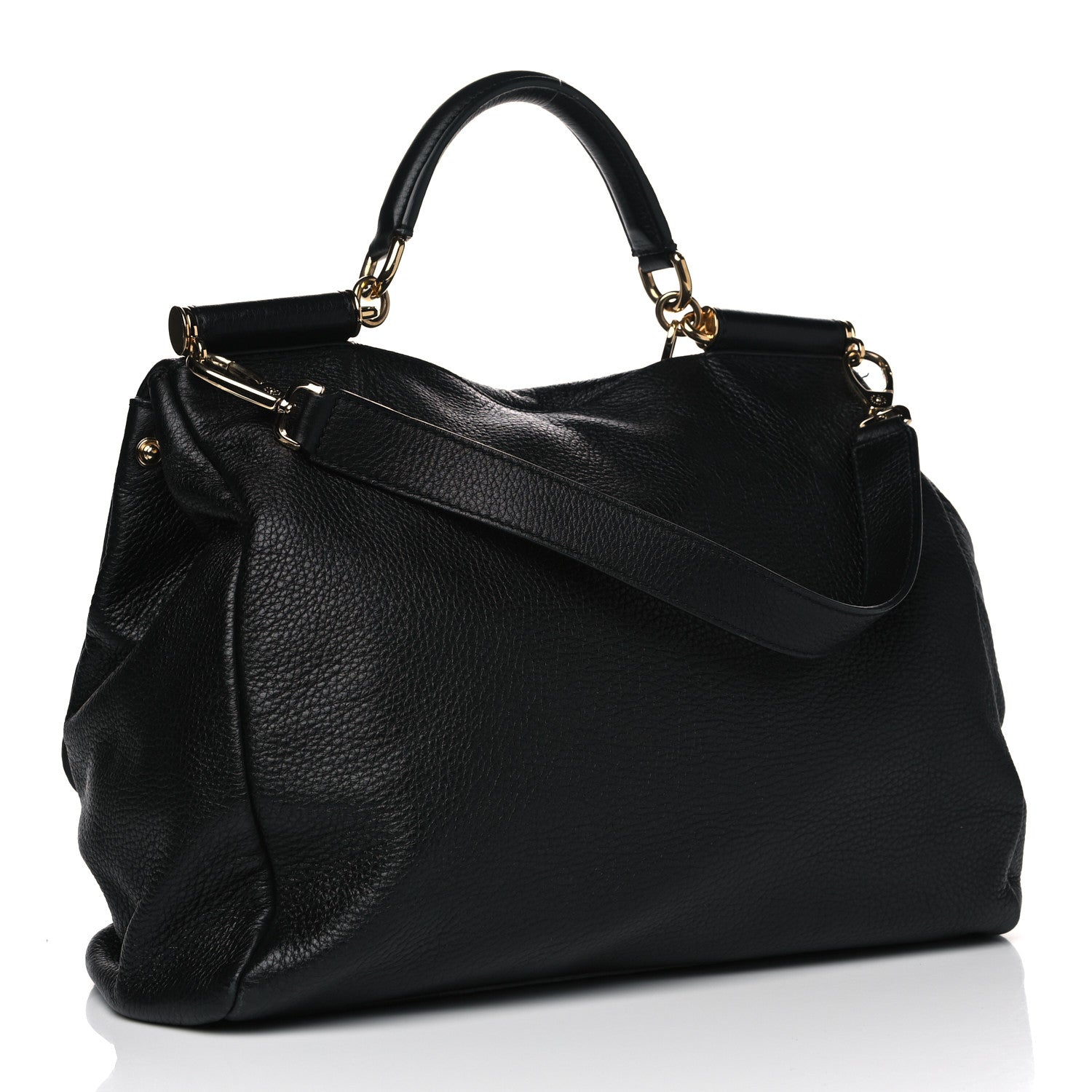 Dolce & Gabbana Grained Deerskin Large Miss Sicily Satchel Black 2 of 11
