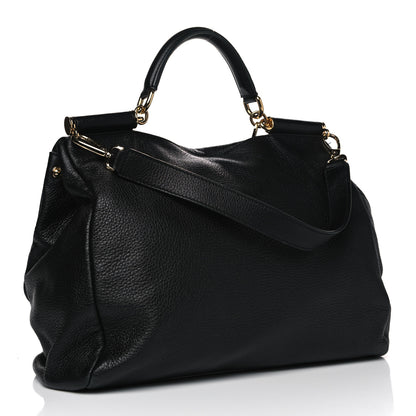 Dolce & Gabbana Grained Deerskin Large Miss Sicily Satchel Black 2 of 11