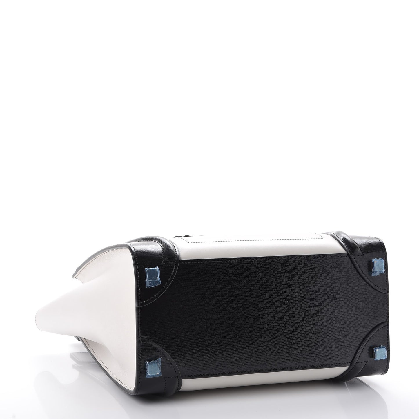 Sleek Calfskin Micro Bi-Color Luggage Black White